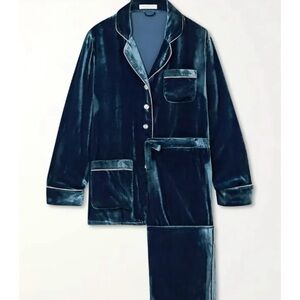 Olivia von Halle Velvet Pajama Set – Dark Teal – Size XS